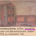 170 bemahlte truhe  So sahen die Möbel also aus, bevor sie durch die "Mühle" mussten. Jetzt sind sie wohl nur mehr für die Hackschnitzelheizung zu gebrauchen. Dieses Inserat entdeckte eine aufmerksame Leserin im Wirtschaftskurier.