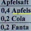 215 apfelscholle  Seltsame Tiere tummeln sich auf der Getränkekarte dieser Hütte am Kronplatz. Wir kosten diesen "Apfel-Fisch-Saft" lieber nicht. Für dieses Foto danken wir Andreas Baumgartner.